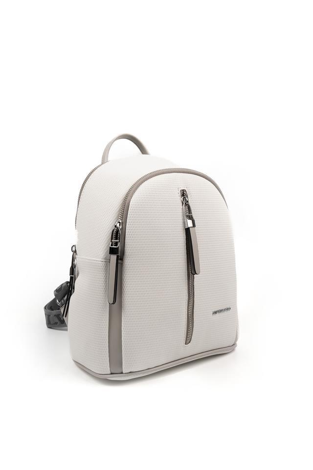 Silver & Polo SP901 Kadın Sırt Çantası Petek Beyaz-A.Gri