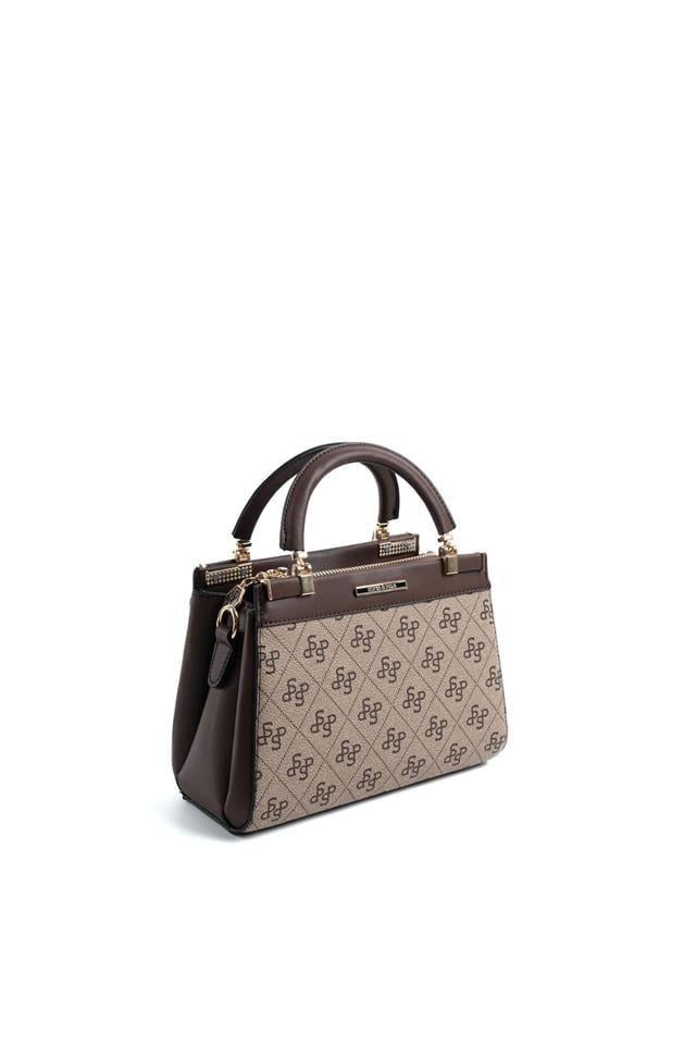 Silver & Polo SP1193 Kadın El Çantası Monogram Koyubej-Kahve