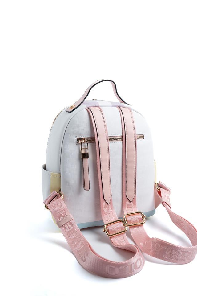 Silver & Polo SP1130 Kadın Sırt Çantası Ekose Lila-Pembe