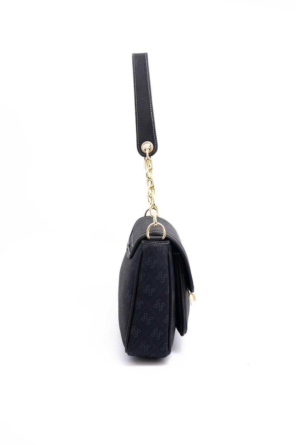 Silver & Polo SP1147 Kadın Omuz Çantası Monogram Siyah