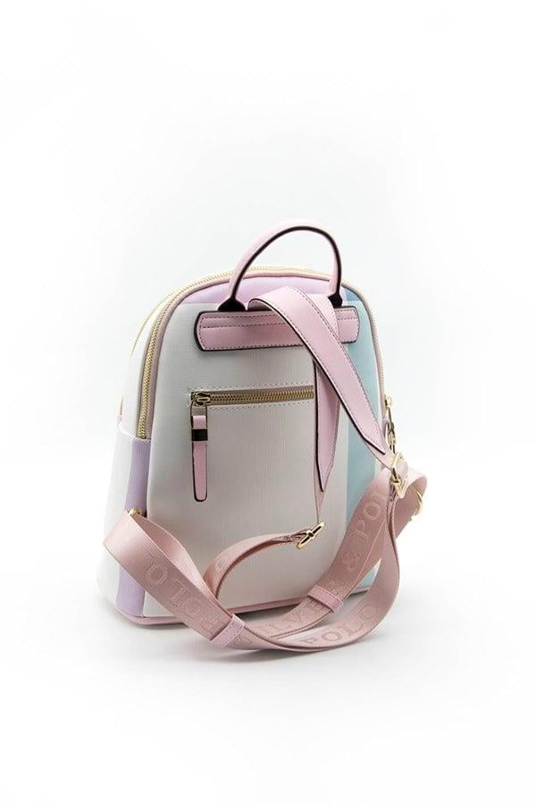 Silver Polo Lila - Pembe Ekose Kadın Sırt Çantası SP901