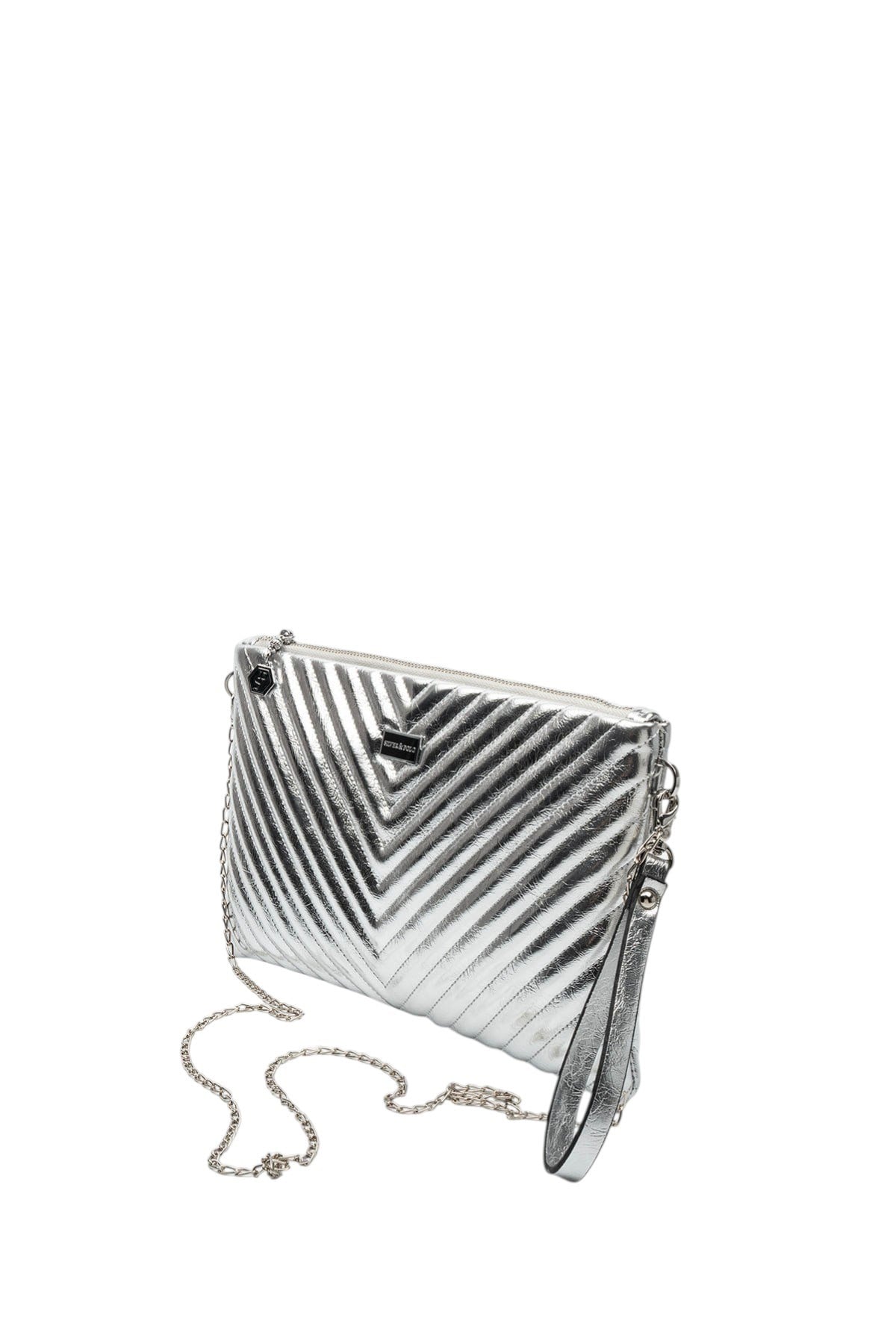 Silver Polo Crash Gümüş Kapitone V Kadın Portföy ve Clutch El Çantası SP1034