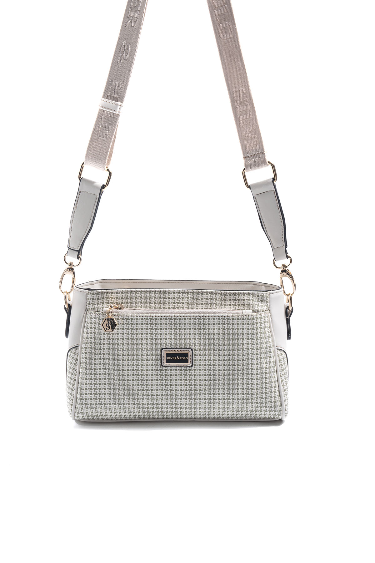 Silver & Polo SP1273 Kadın Çapraz Çanta King Desen Yeşil-Kemik