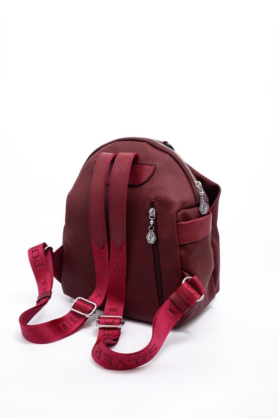 Silver Polo Bordo - Bordo Petek Kadın Sırt Çantası SP771