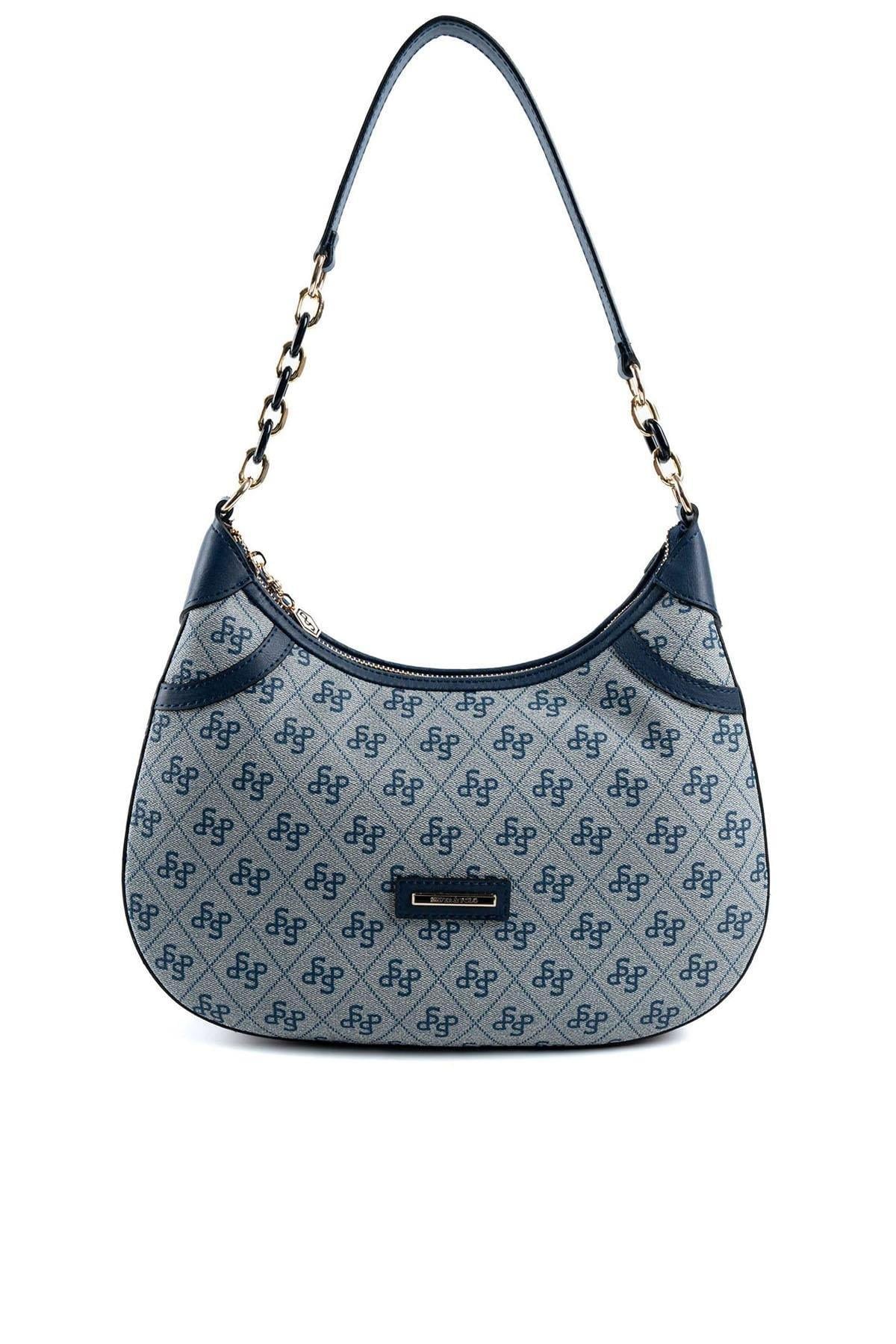 Silver & Polo SP1255 Kadın Omuz Çantası Monogram Gri-Laci-Bordo