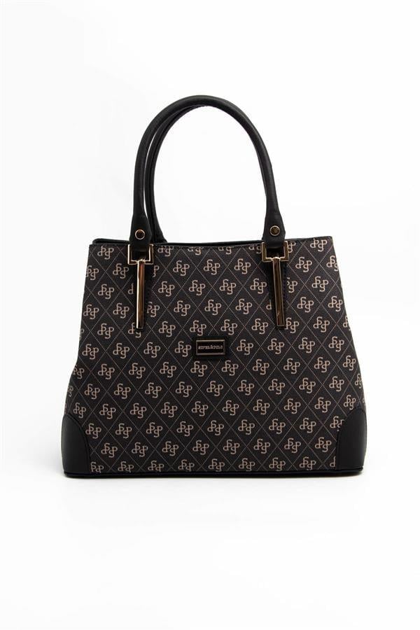 Silver & Polo SP667 Kadın El Çantası Monogram Füme-Siyah