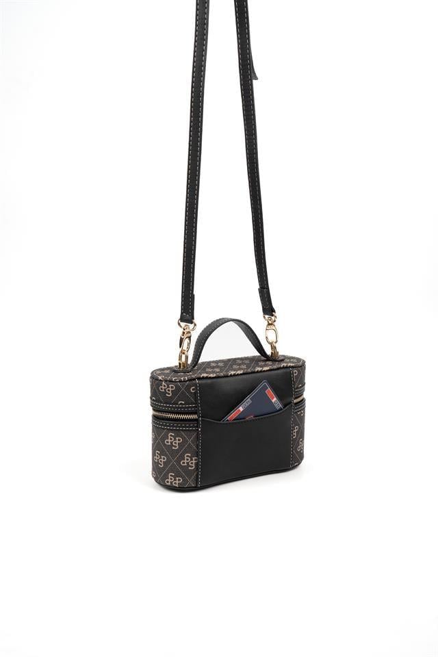 Silver Polo Füme - Siyah Monogram Kadın El Çantası SP1195