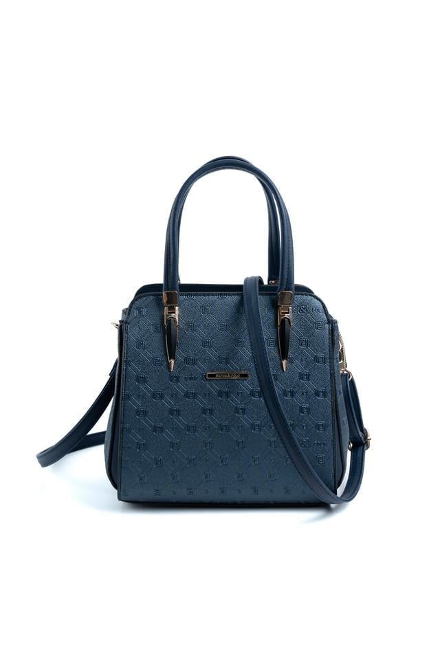 Silver & Polo SP1136 Kadın El Çantası Logolu Lacivert-Lacivert