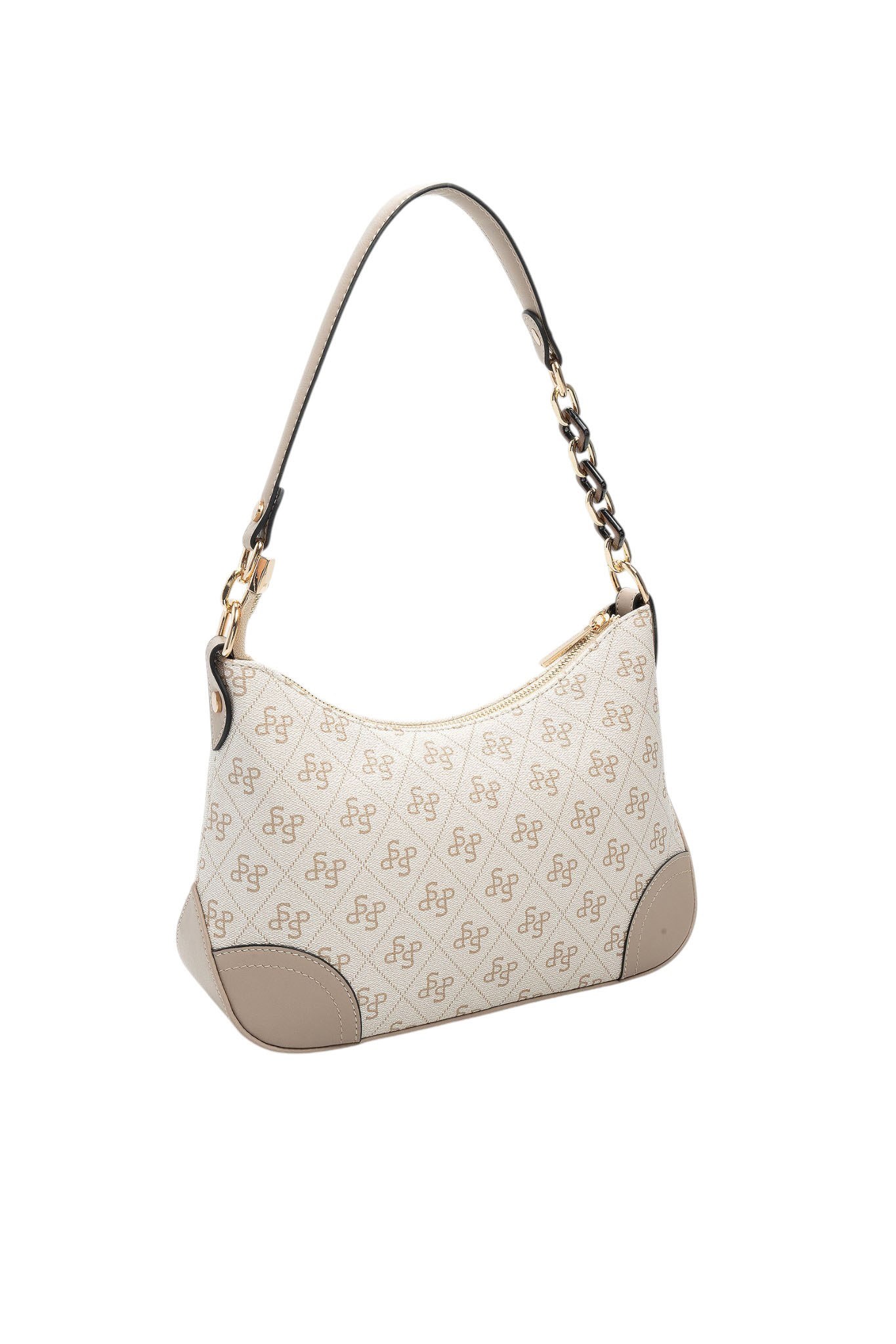 Silver & Polo SP1277 Kadın Omuz Çantası Monogram Bej-Kum