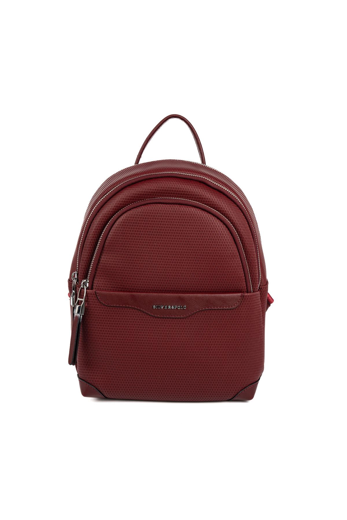 Silver Polo Bordo - Bordo Petek Kadın Sırt Çantası SP1265