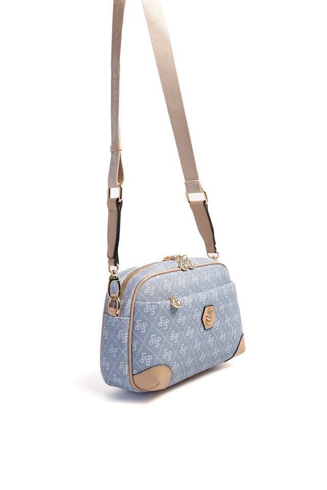 Silver Polo Mavi - Ten Monogram Kadın Çapraz Çanta SP1094
