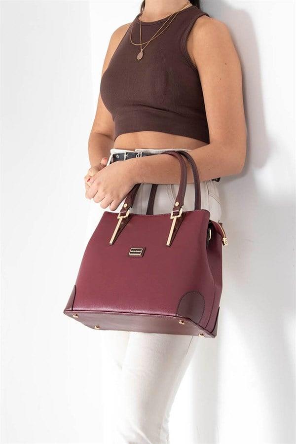 Silver Polo Bordo - Bordo Düz Kadın El Çantası SP667