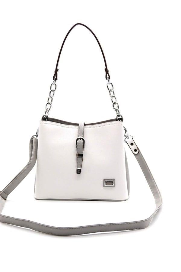 Silver & Polo SP974 Kadın Omuz Çantası Düz Beyaz-A.Gri