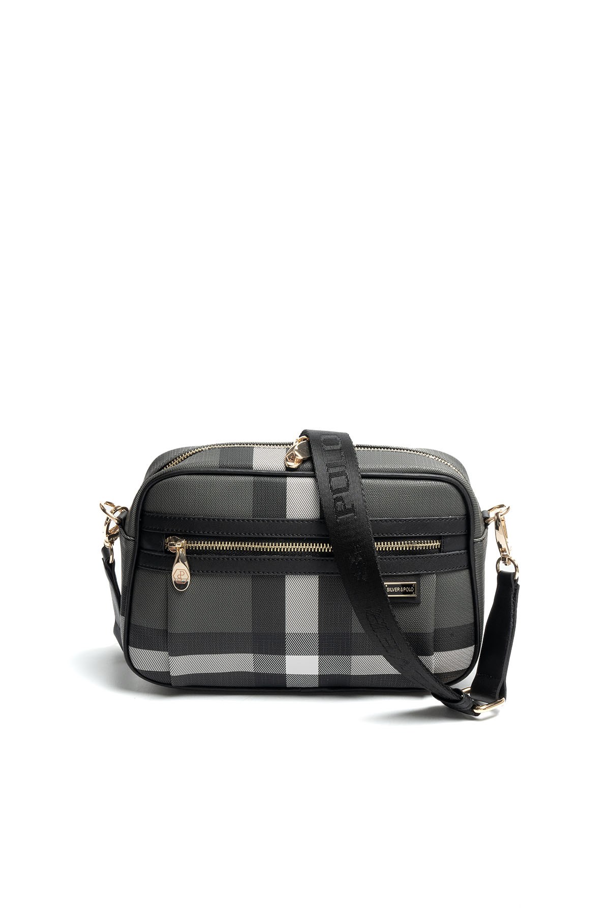Silver & Polo SP1280 Kadın Çapraz Çanta Ekose Siyah-Siyah
