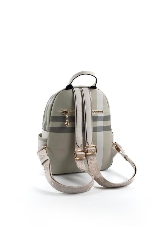 Silver & Polo SP906 Kadın Sırt Çantası Ekose A.Yeşil-Kemik