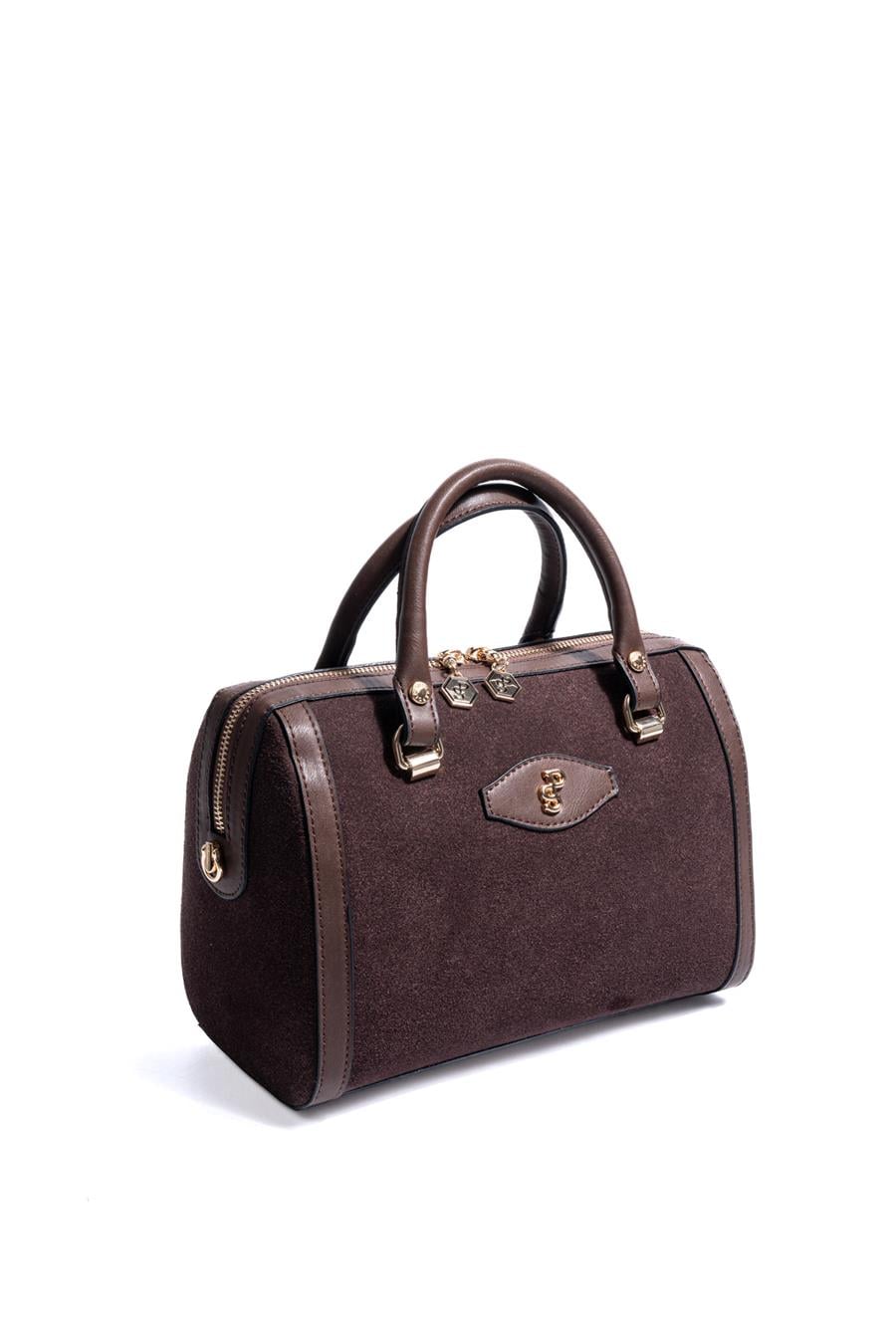 Silver & Polo SP1091 Kadın El Çantası Süet Kahve-Kahve