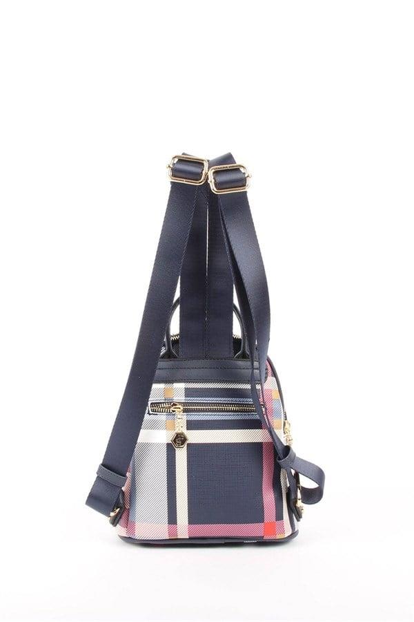 Silver & Polo SP983 Kadın Sırt Çantası Ekose Lacivert