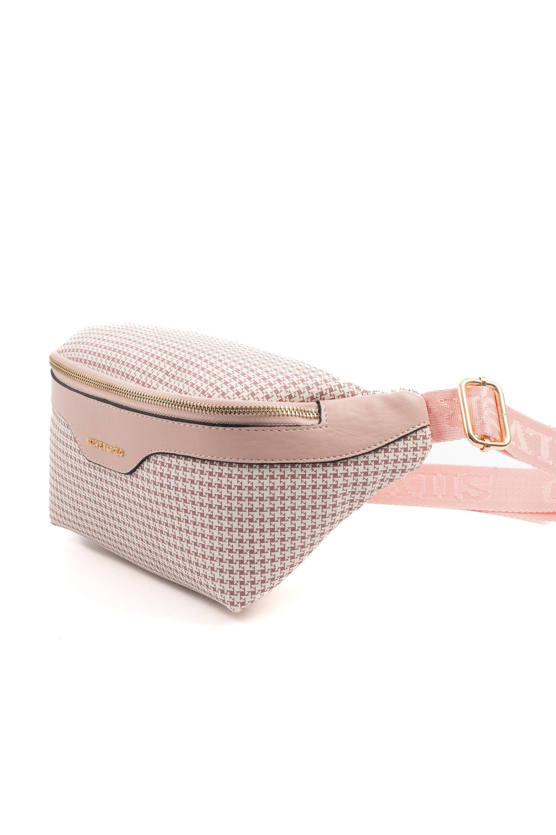 Silver Polo Pembe - Pink Kaz Ayağı Ekose Kadın Bel Çantası SP1192