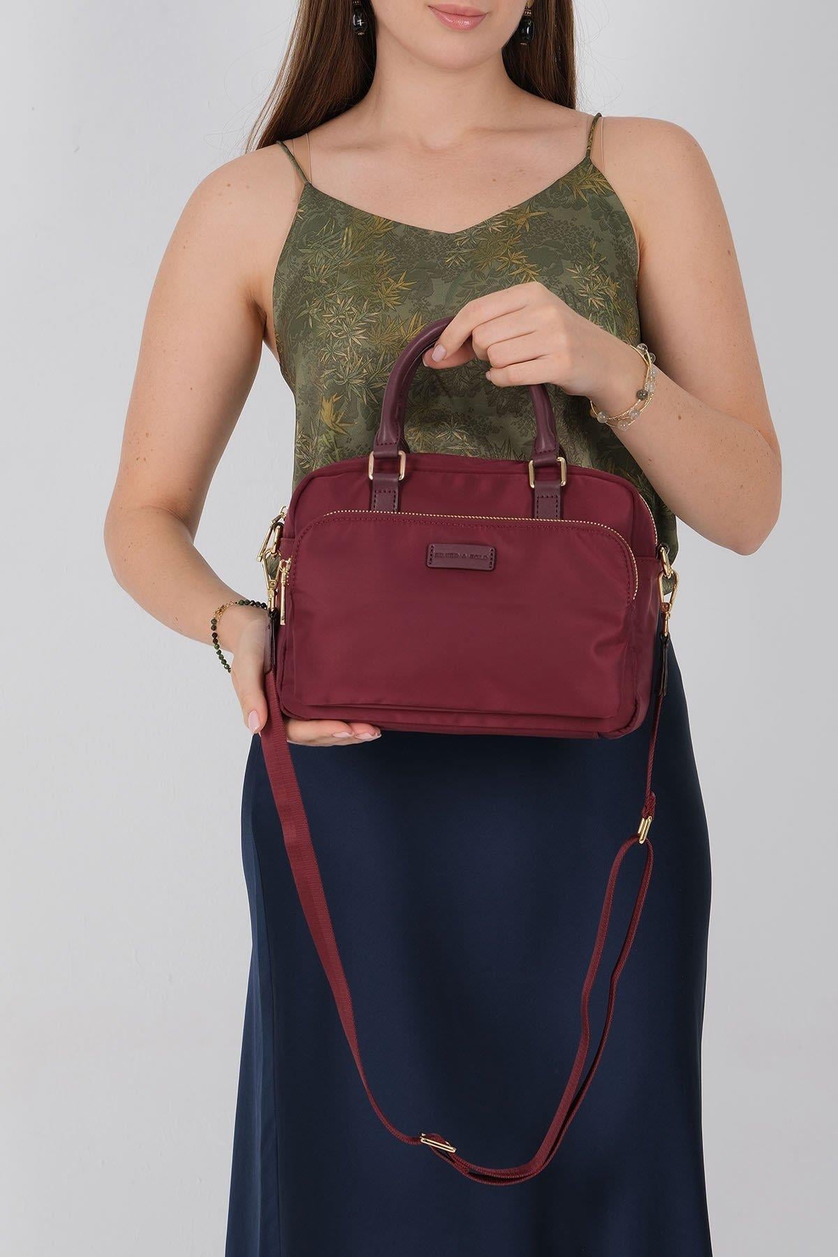 Silver Polo Bordo - Bordo Saten Kadın El Çantası SP1217