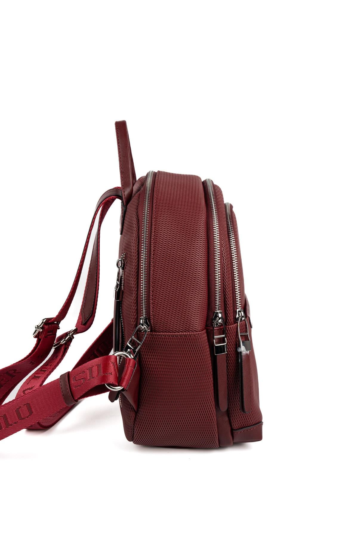 Silver Polo Bordo - Bordo Petek Kadın Sırt Çantası SP1265