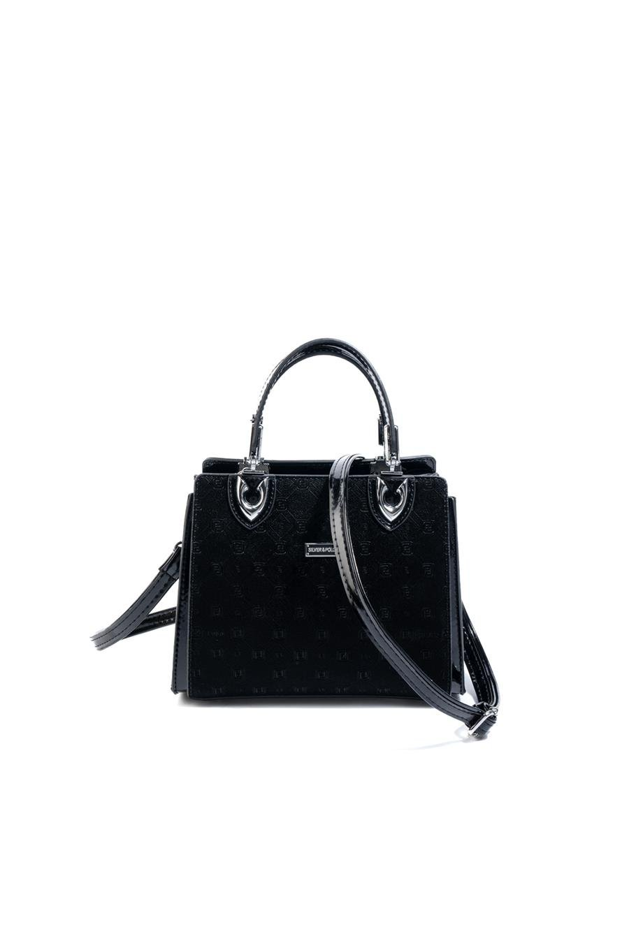 Silver & Polo SP1133 Kadın El Çantası Fashion Siyah-Rugan Siyah