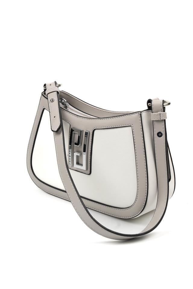 Silver Polo SP1132 Kadın Çapraz Çanta Düz Beyaz-A.Gri