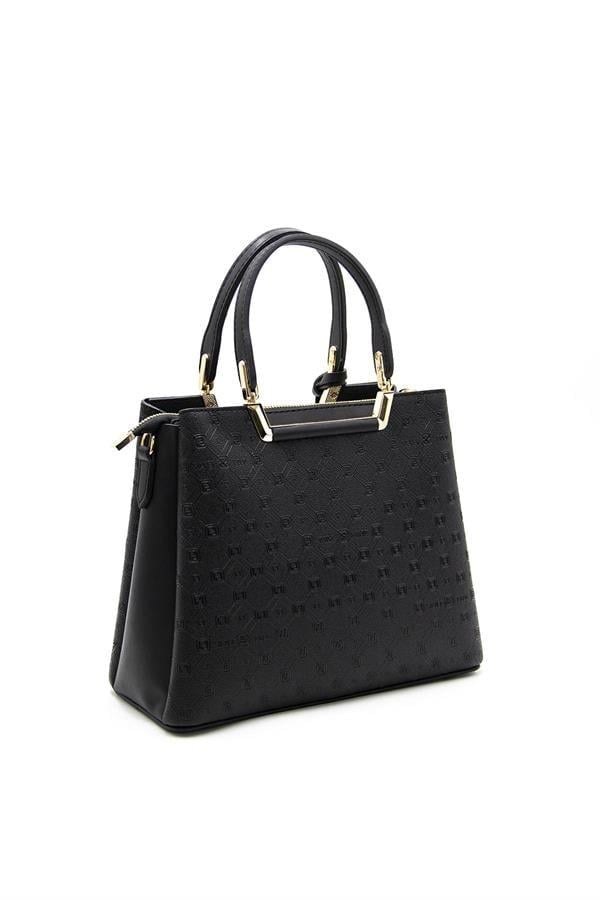 Silver & Polo SP969 Kadın El Çantası Logolu Siyah-Siyah