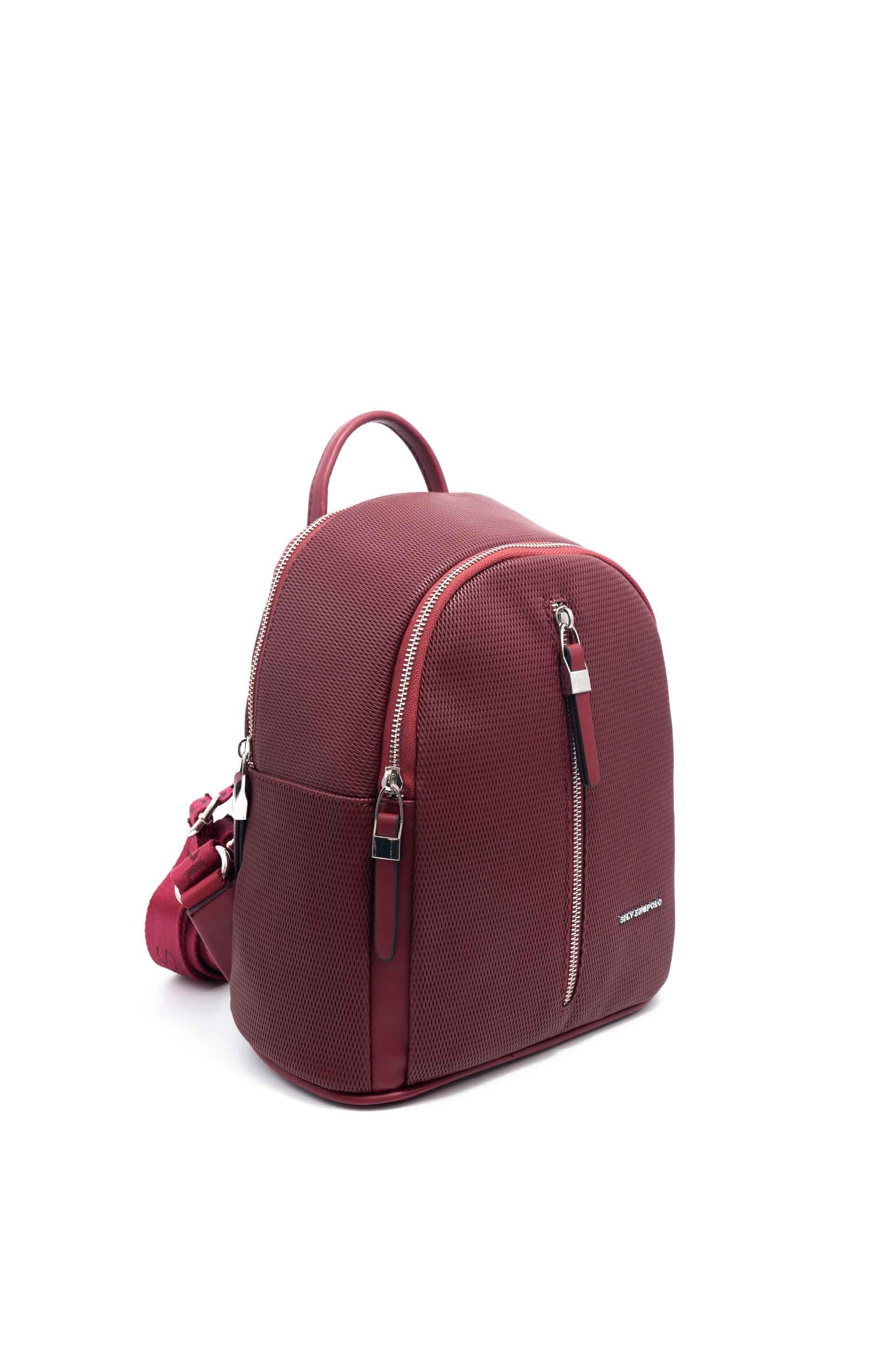 Silver Polo Bordo - Bordo Petek Kadın Sırt Çantası SP901