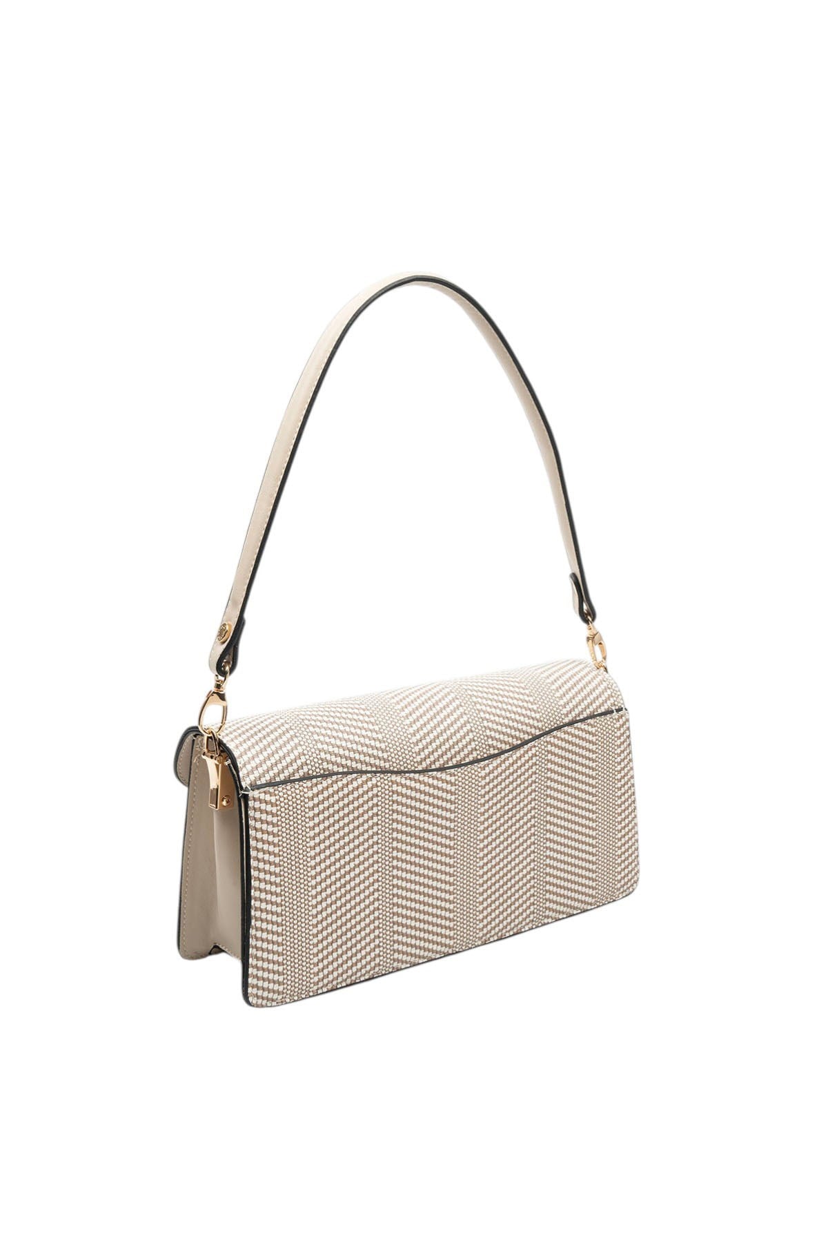 Silver Polo SP1279 Kadın Omuz Çantası Hasır Bej-Taba-M105 Koyu Bej