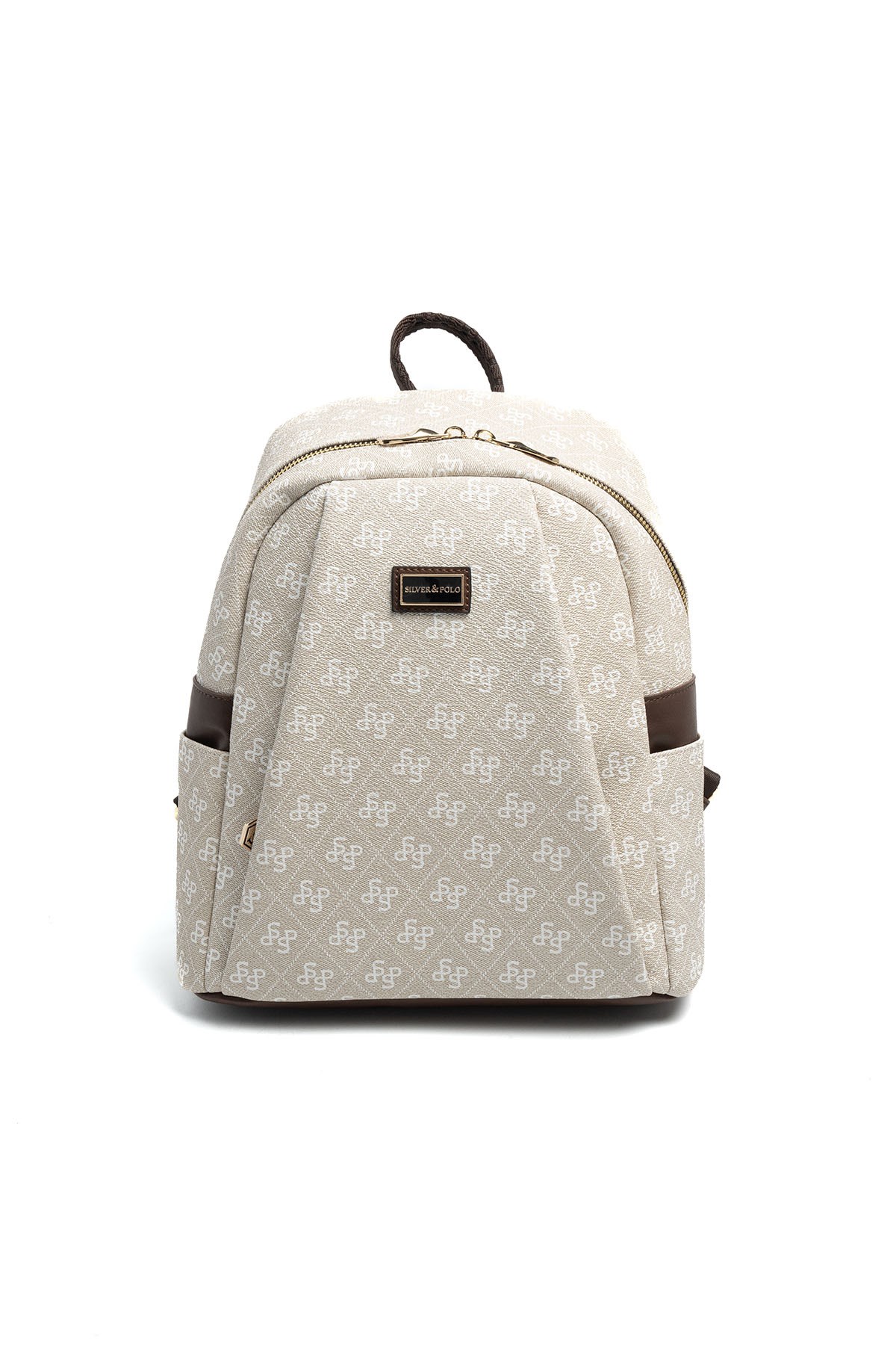 Silver Polo Taş - Kahve Monogram Kadın Sırt Çantası SP926