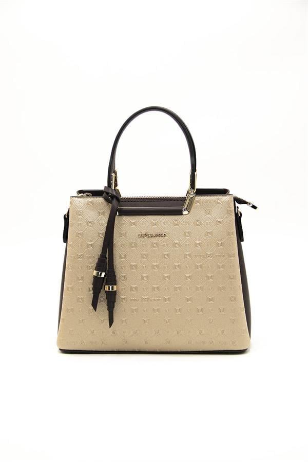 Silver & Polo SP969 Kadın El Çantası Logolu Nut-Kahve