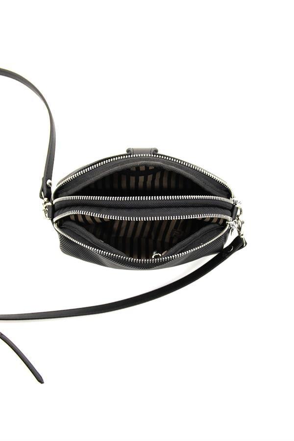 Silver & Polo SP1144 Kadın Çapraz Çanta Hasır Siyah Beyaz-Siyah