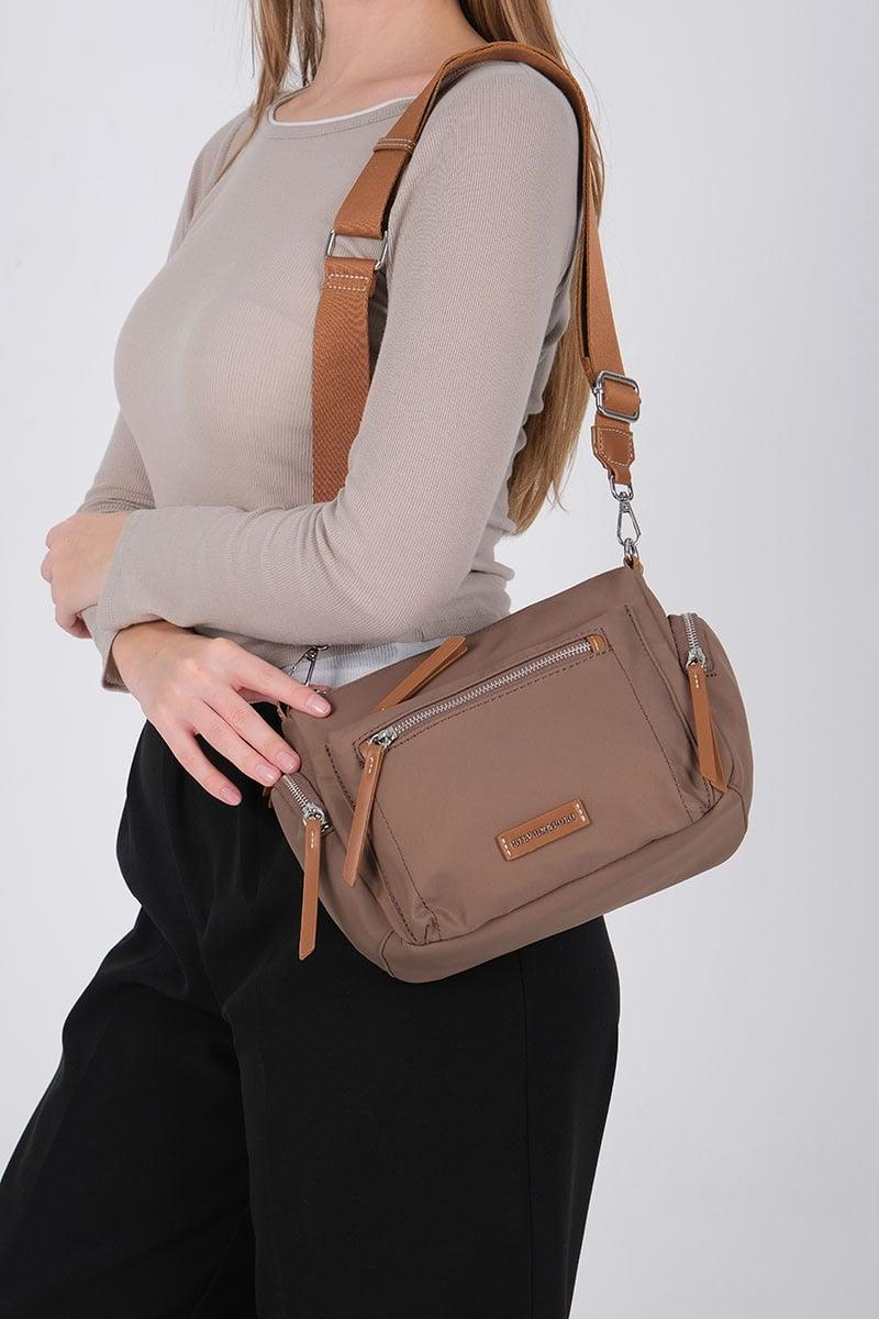 Silver Polo SP1229 Kadın Çapraz Çanta Saten Kahve-Taba