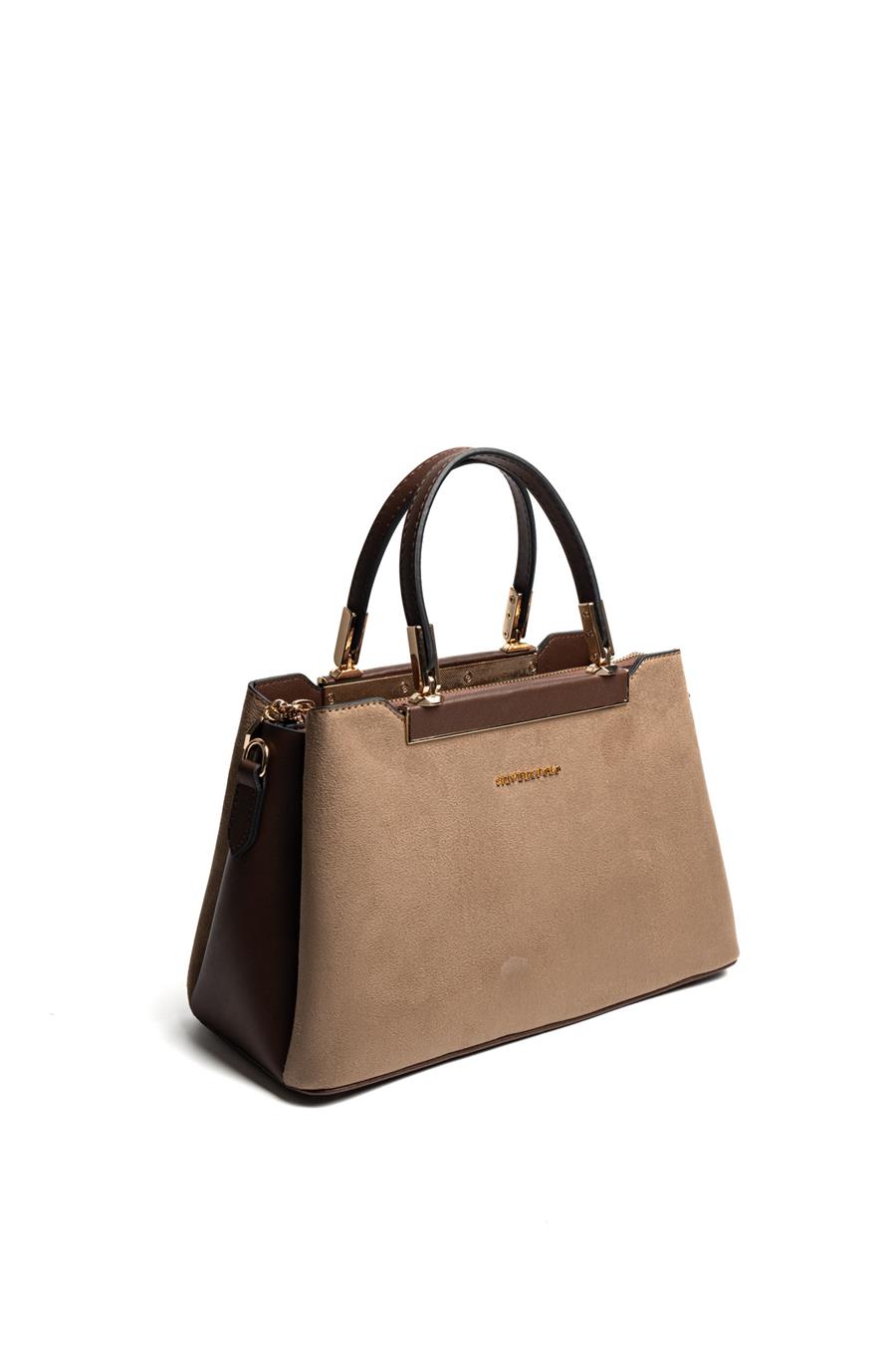 Silver & Polo SP913 Kadın El Çantası Süet Vizon-Kahve