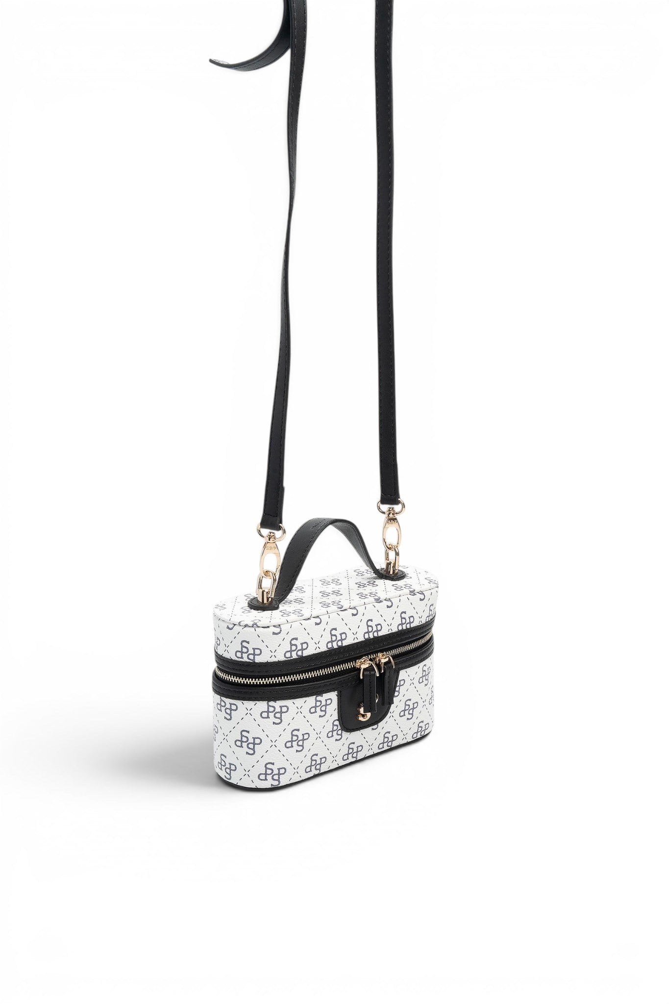 Silver Polo Beyaz - Siyah Monogram Kadın El Çantası SP1195
