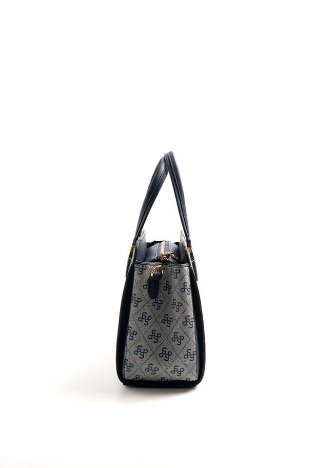 Silver Polo Gri - Lacivert Monogram Kadın El Çantası SP1136