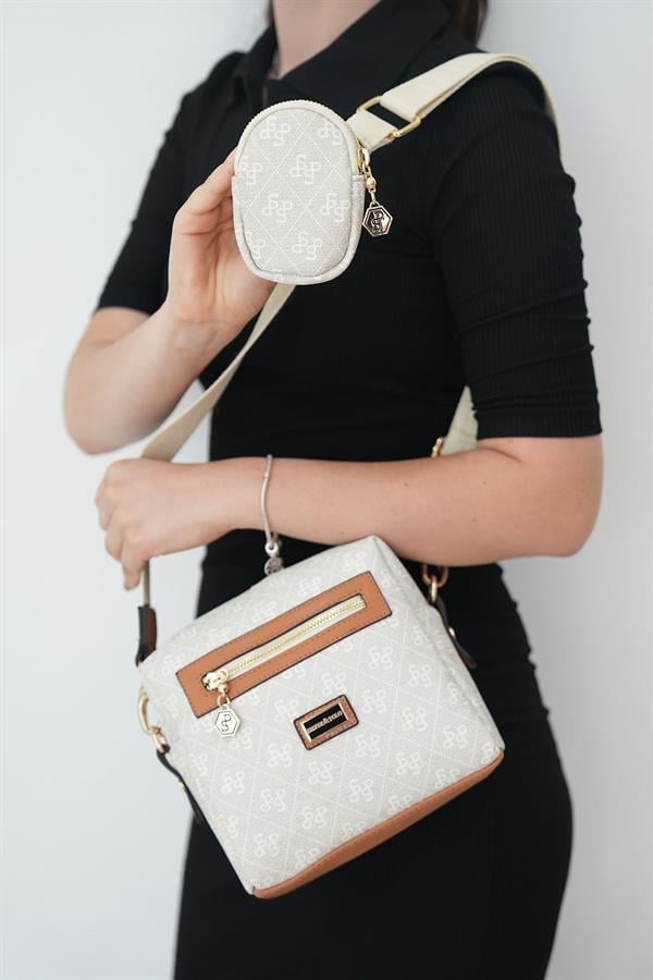 Silver & Polo SP1038 Kadın Çapraz Çanta Monogram Taş-A.Taba