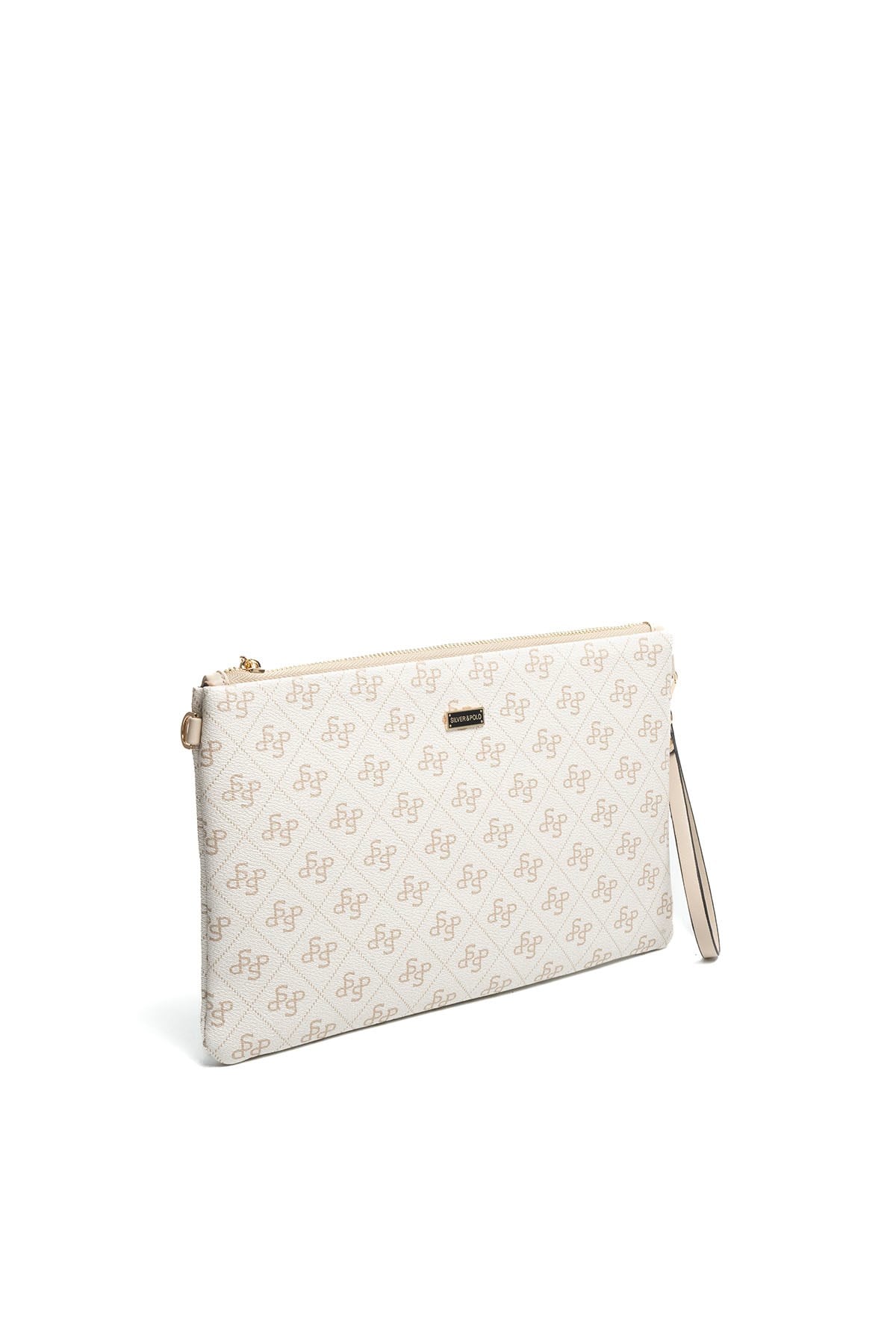 Silver Polo Bej - Kum Beji Monogram Kadın Portföy ve Clutch El Çantası SP1034