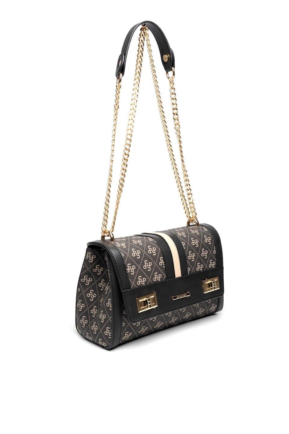 Silver & Polo SP1139 Kadın Çapraz Çanta Monogram Füme-Siyah