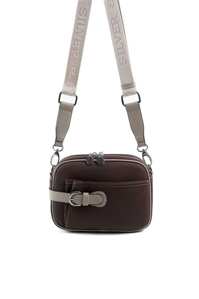 Silver Polo Kahve - Vizon Petek Kadın Çapraz Çanta SP1256