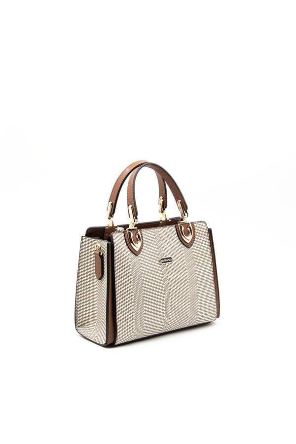 Silver Polo SP1133 Kadın El Çantası Hasır Bej-Taba
