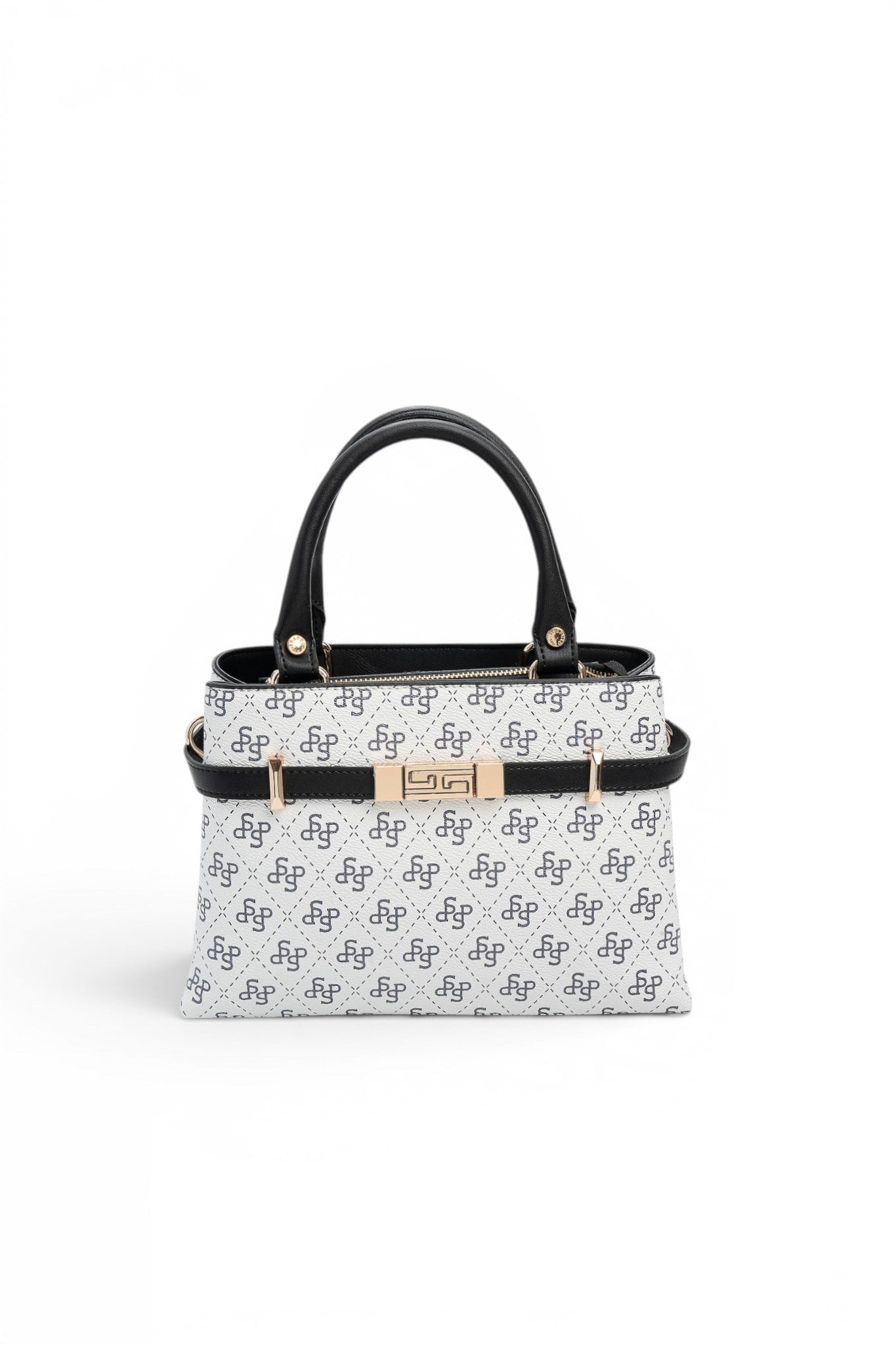 Silver Polo Beyaz - Siyah Monogram Kadın El Çantası SP1149