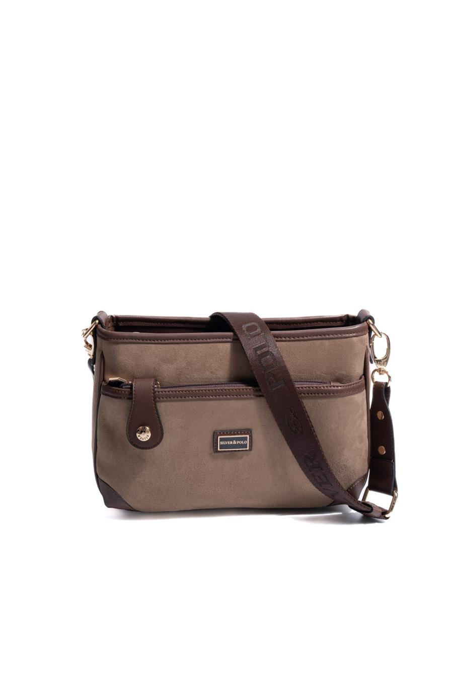 Silver & Polo SP1160 Kadın Çapraz Çanta Süet Vizon-Kahve