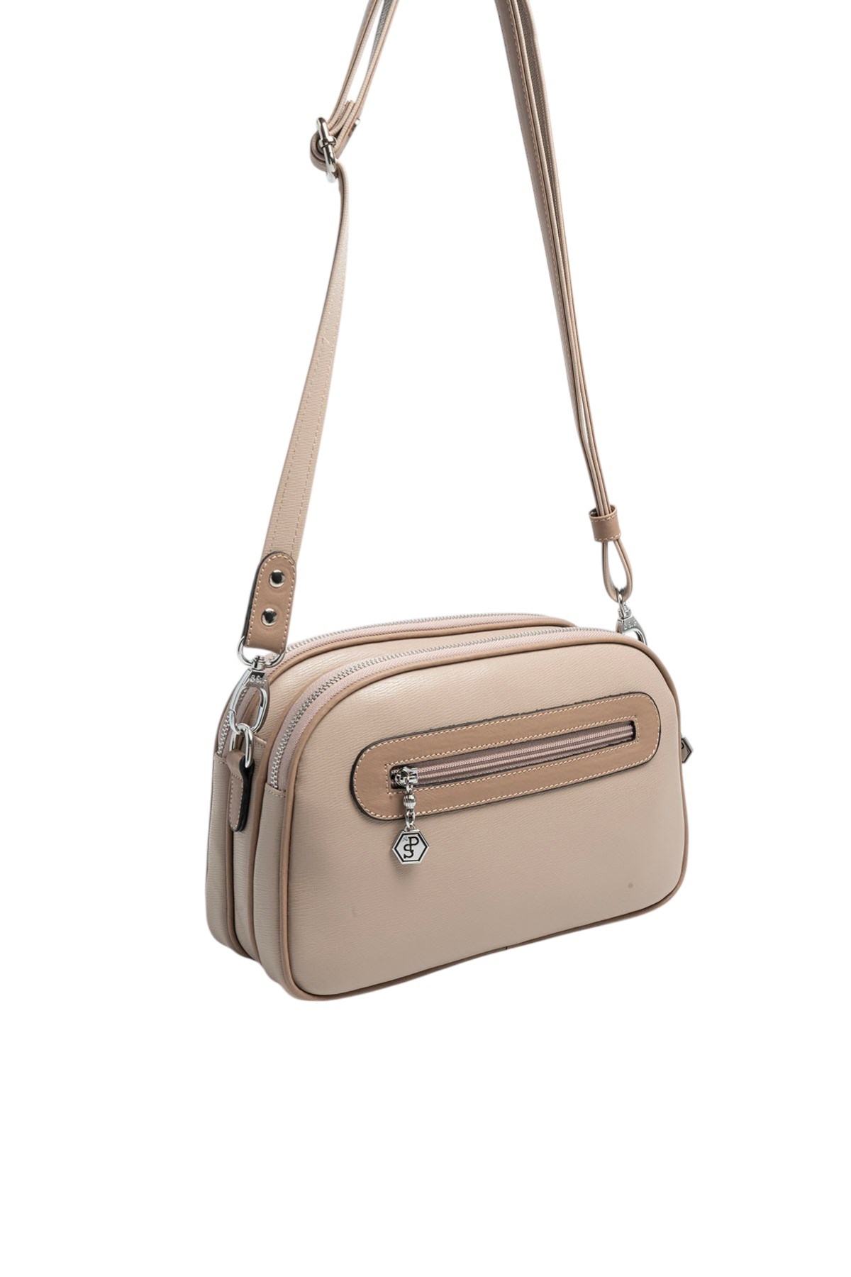 Silver & Polo SP745 Kadın Çapraz Çanta Düz Koyu Bej-Latte