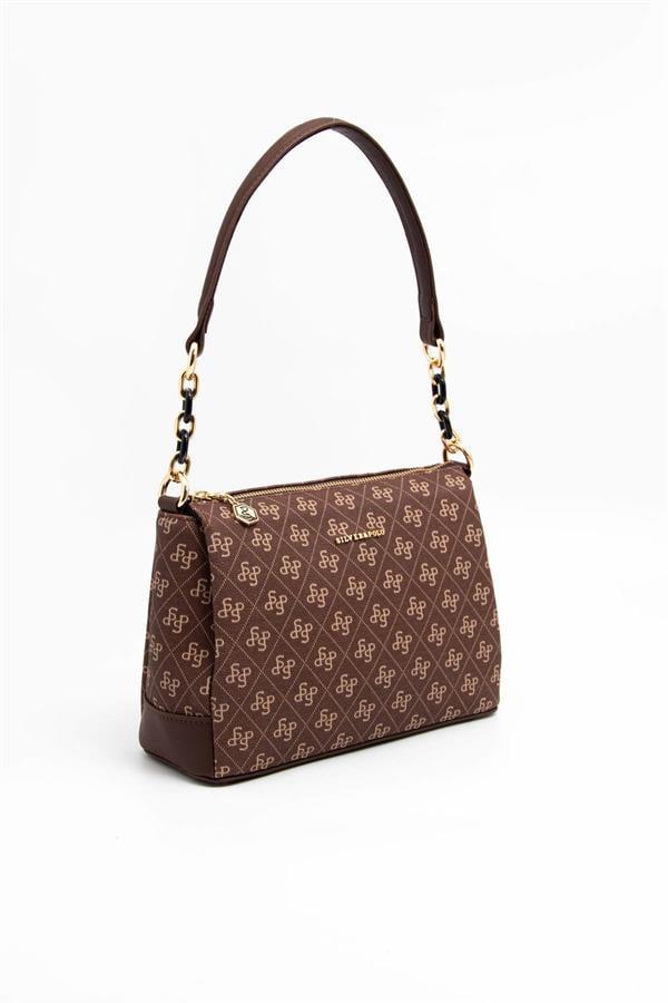 Silver & Polo SP910 Kadın Çapraz Çanta Monogram Kahve