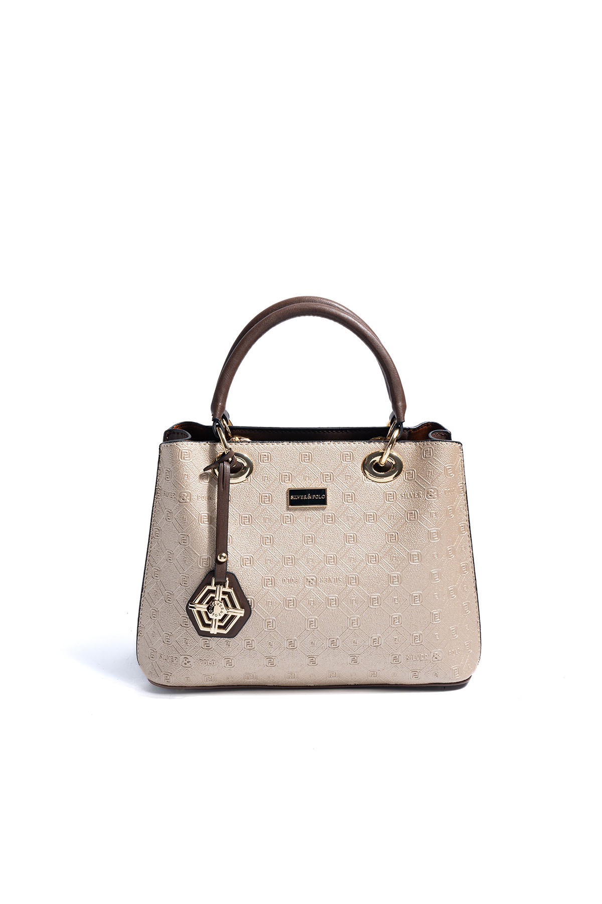 Silver & Polo SP1272 Kadın El Çantası Logolu Nut-Kahve
