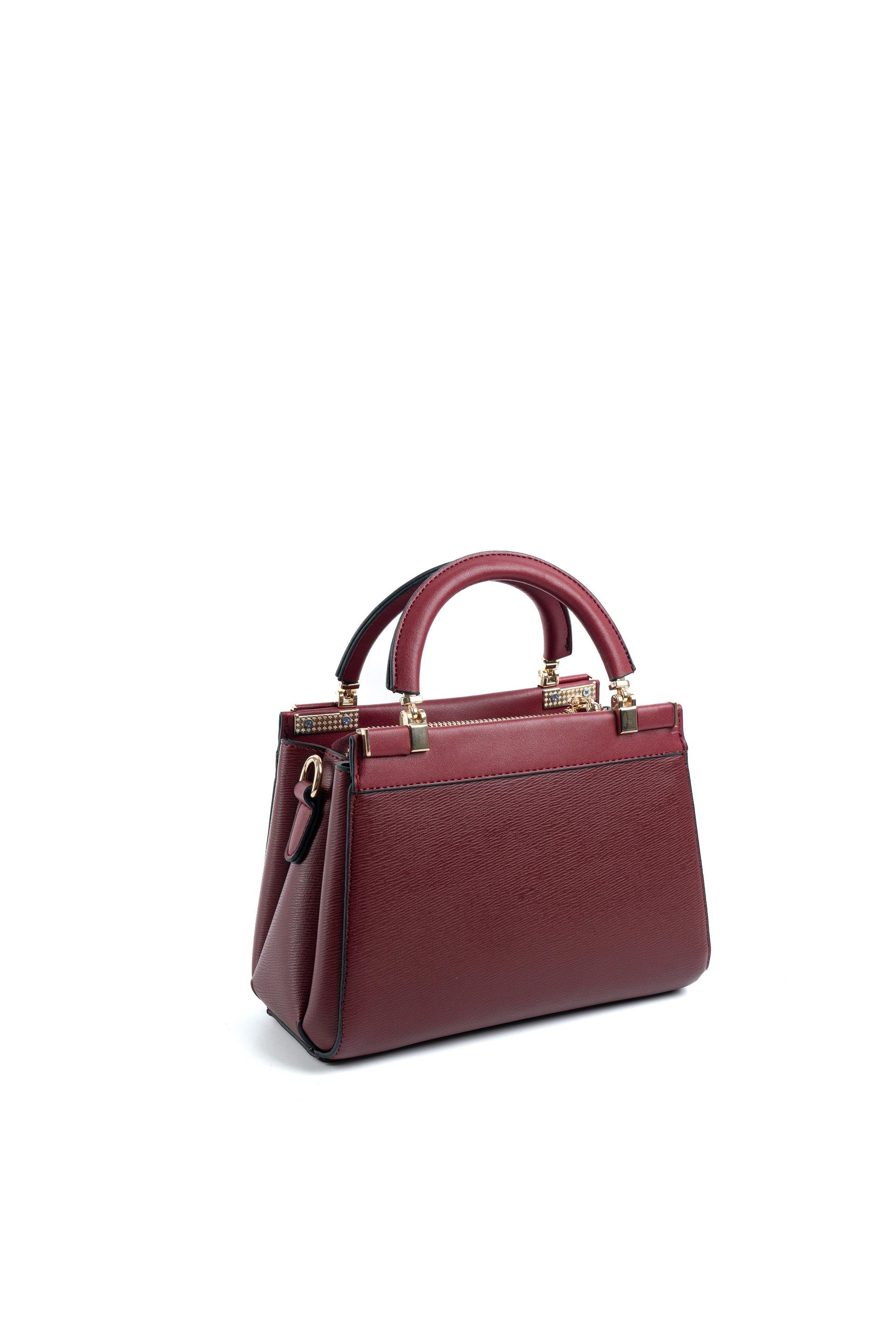 Silver Polo SP1193 Kadın El Çantası Düz Bordo-Bordo