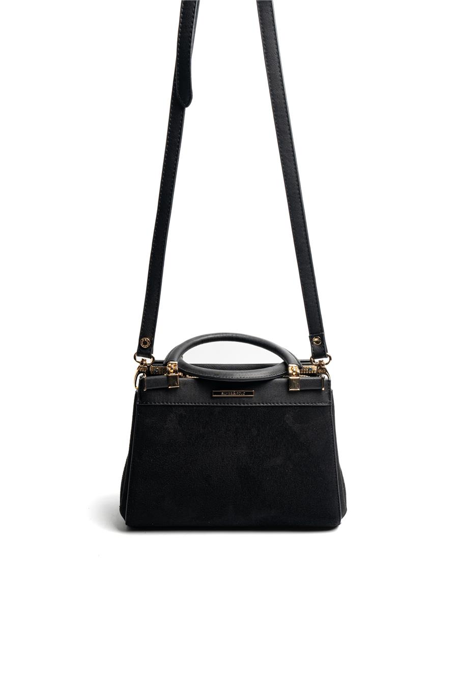 Silver & Polo SP1193 Kadın El Çantası Süet Siyah-Siyah