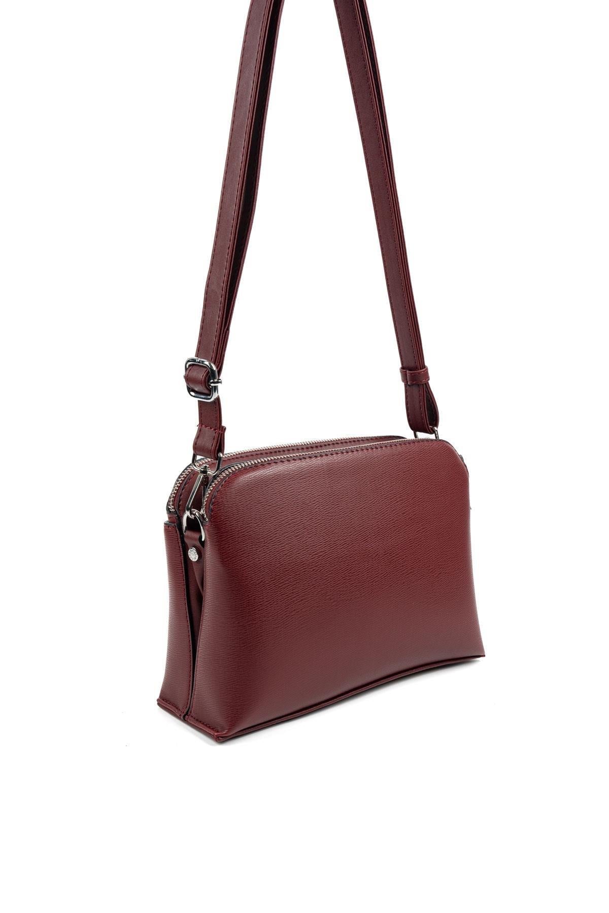 Silver Polo Bordo - Bordo Düz Kadın Çapraz Çanta SP623