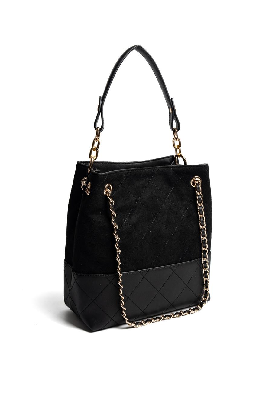 Silver Polo SP1262 Kadın Omuz Çantası Süet Siyah-Siyah